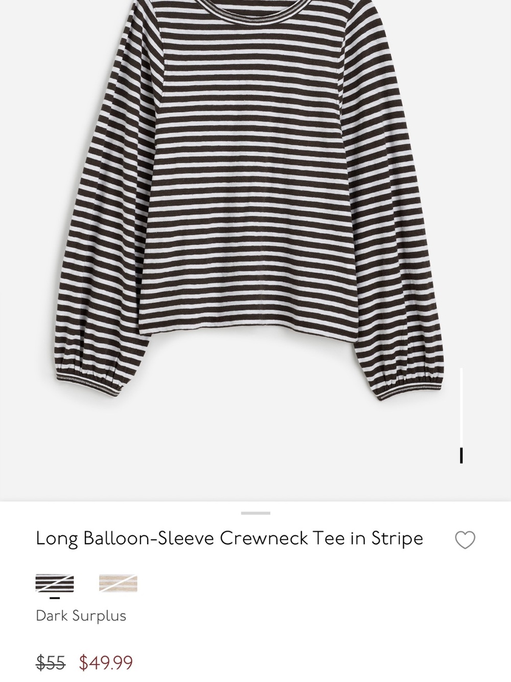 Madewell Striped Balloon-sleeved Crewneck Tee